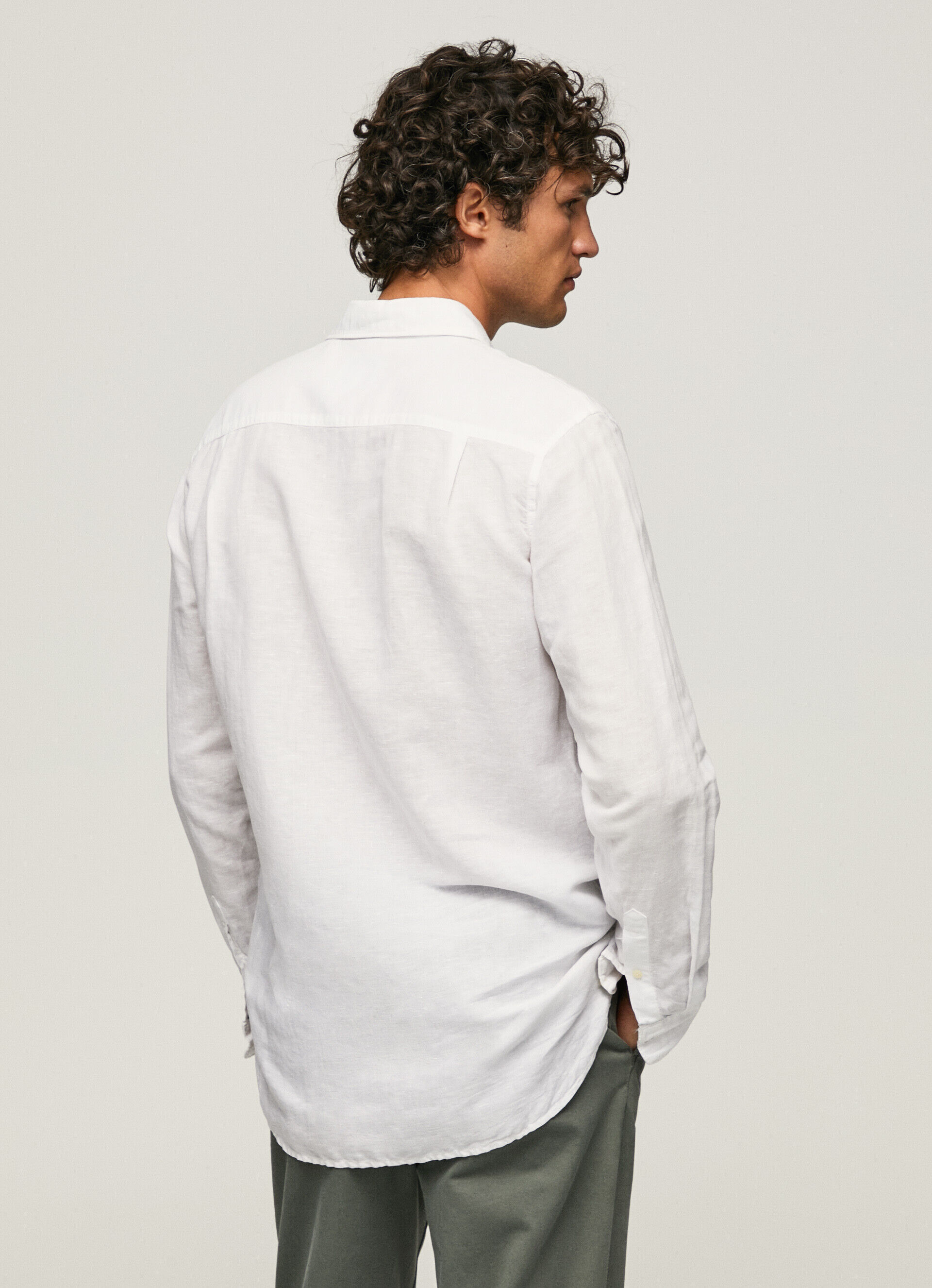 Camisa de linho de manga comprida Parker - branca