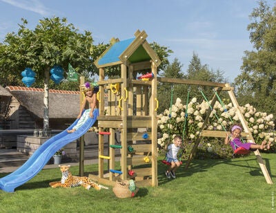 Jungle Gym Nomad Lekestativ, 2 Huske og Sklie, Blå