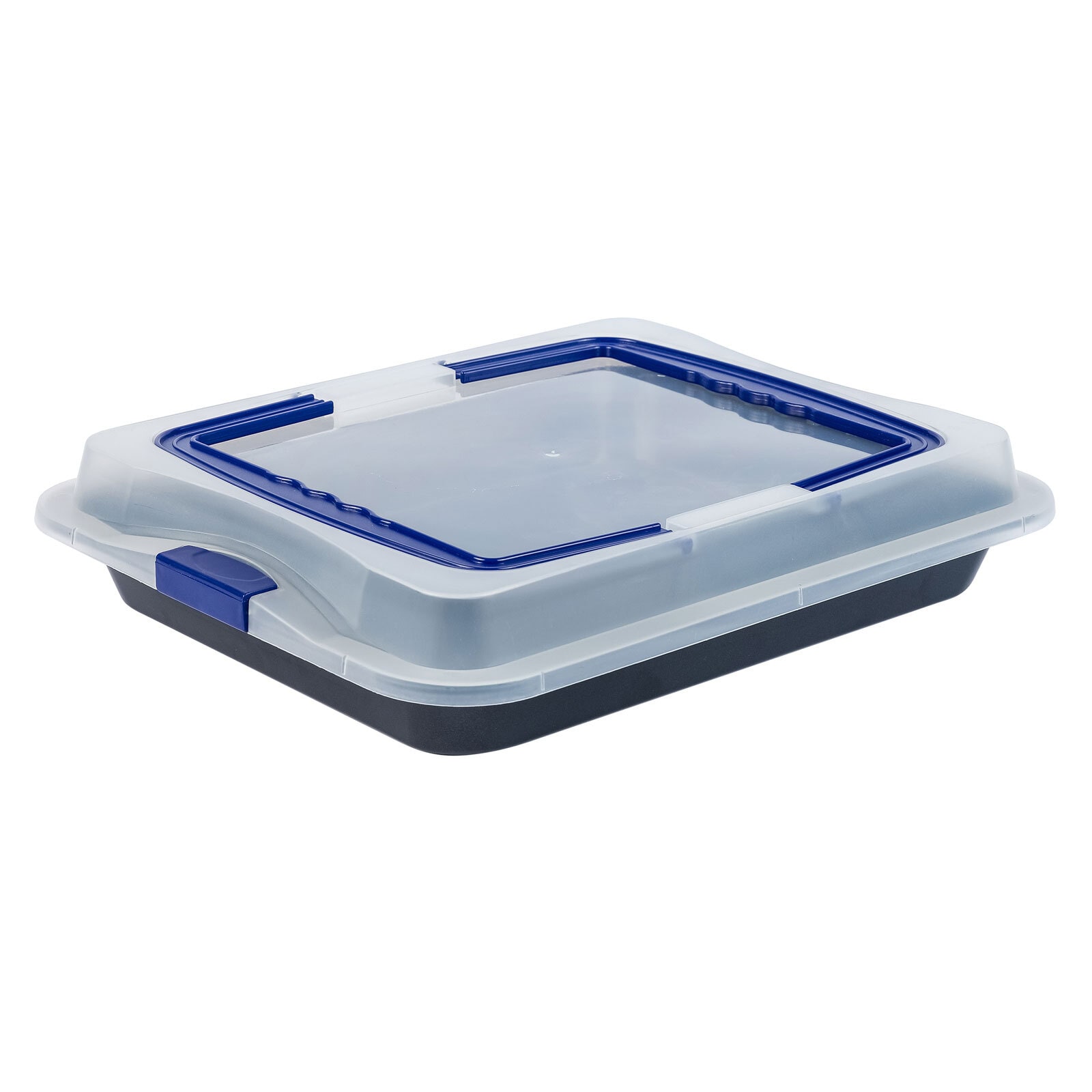 Back-/Auflaufform mit Haube und Tragegriff schwarz transparent blau 40x8x32cm