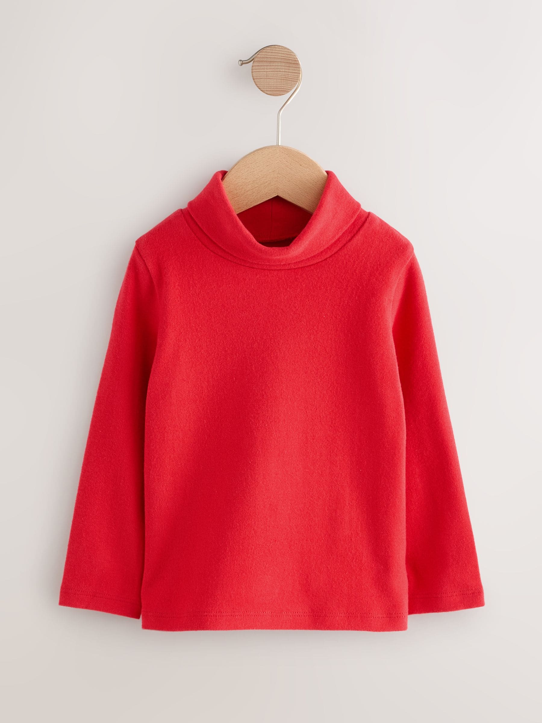 Rood - Top met lange mouwen en rolkraag (3mnd -7jr)