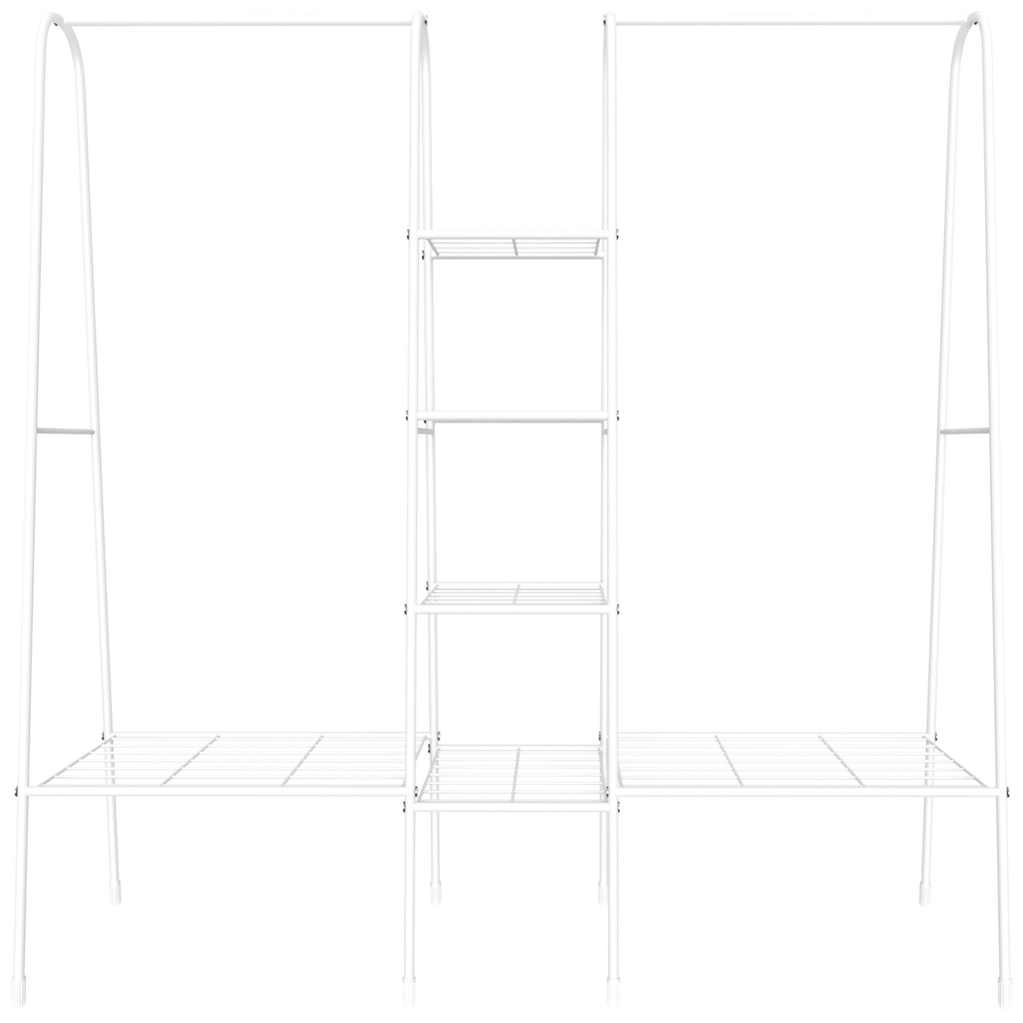 HOMCOM Kleiderständer mit 6 Regale weiß 176 x 47 x 177 cm (BxTxH)