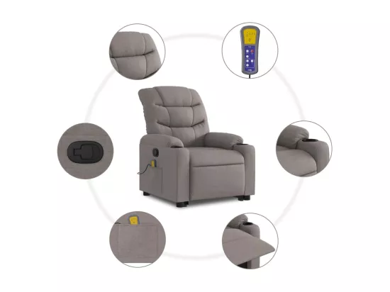 Fauteuil inclinable massant Taupe Tissu