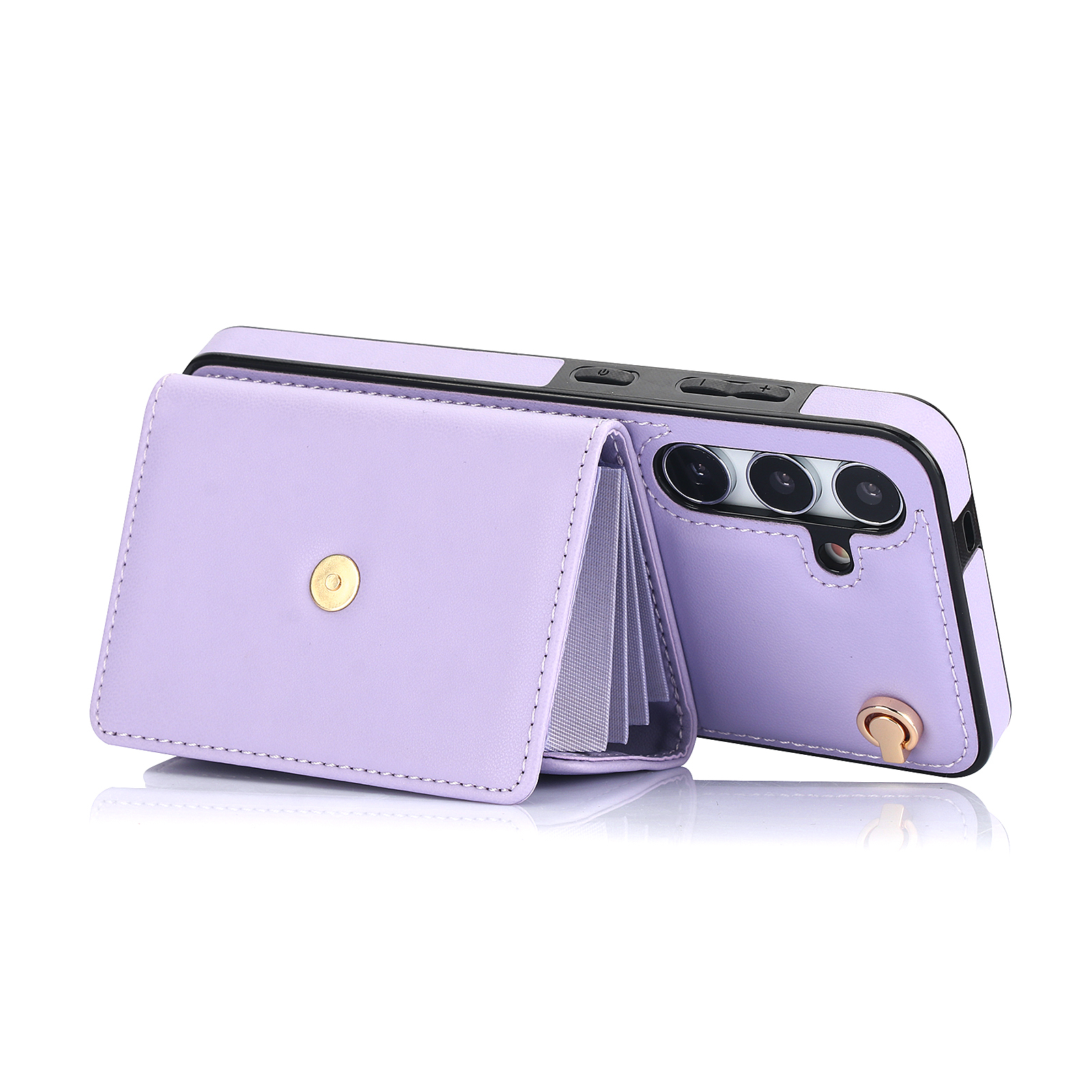 Samsung Galaxy S24  Plus Necklace Leder Schutz Hülle mit Kartenfach   Handykette (140cm) - Lila