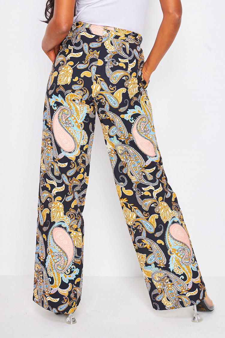 Ensemble noir paisley blazer + pantalon ceinturé
