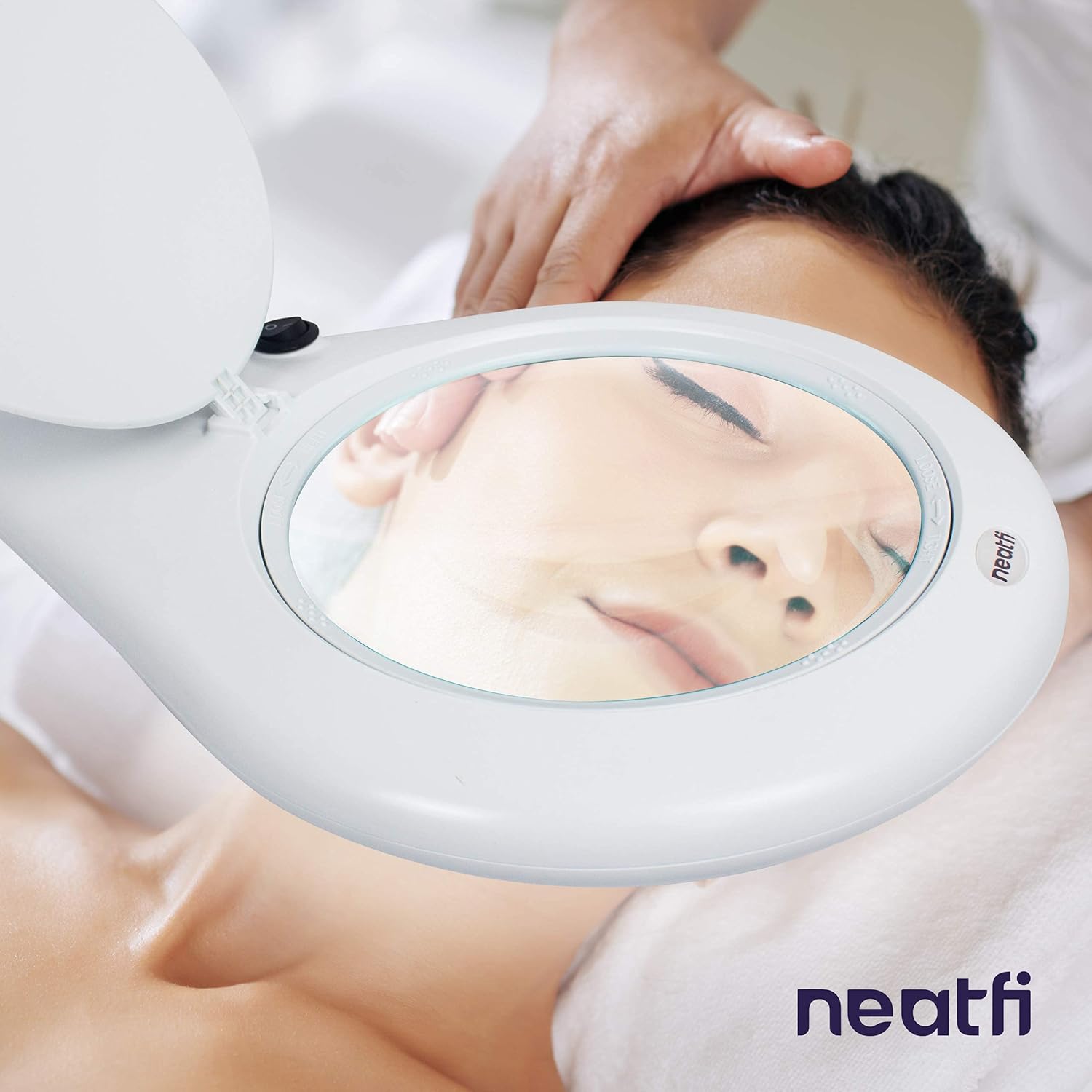 Neatfi Elite HD XL Super LED Lupenleuchte mit Klemme und verstellbarem Arm, 12W, 84 SMD, 5 Dioptrien, 6500K, augenfreundlich, platzsparend, blendfrei (18 cm, Weiß)