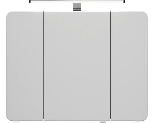 Badkamermeubelset Pelipal serie 4005, afmetingen (B x H x D): 212 x 200 x 49,1 cm, fronten in hoogglans grijs. 5-delige badkamermeubelset bestaande uit een witte glazen wastafel, spiegelkast met ledverlichting, wastafelmeubel, hoge kast, hangkast en