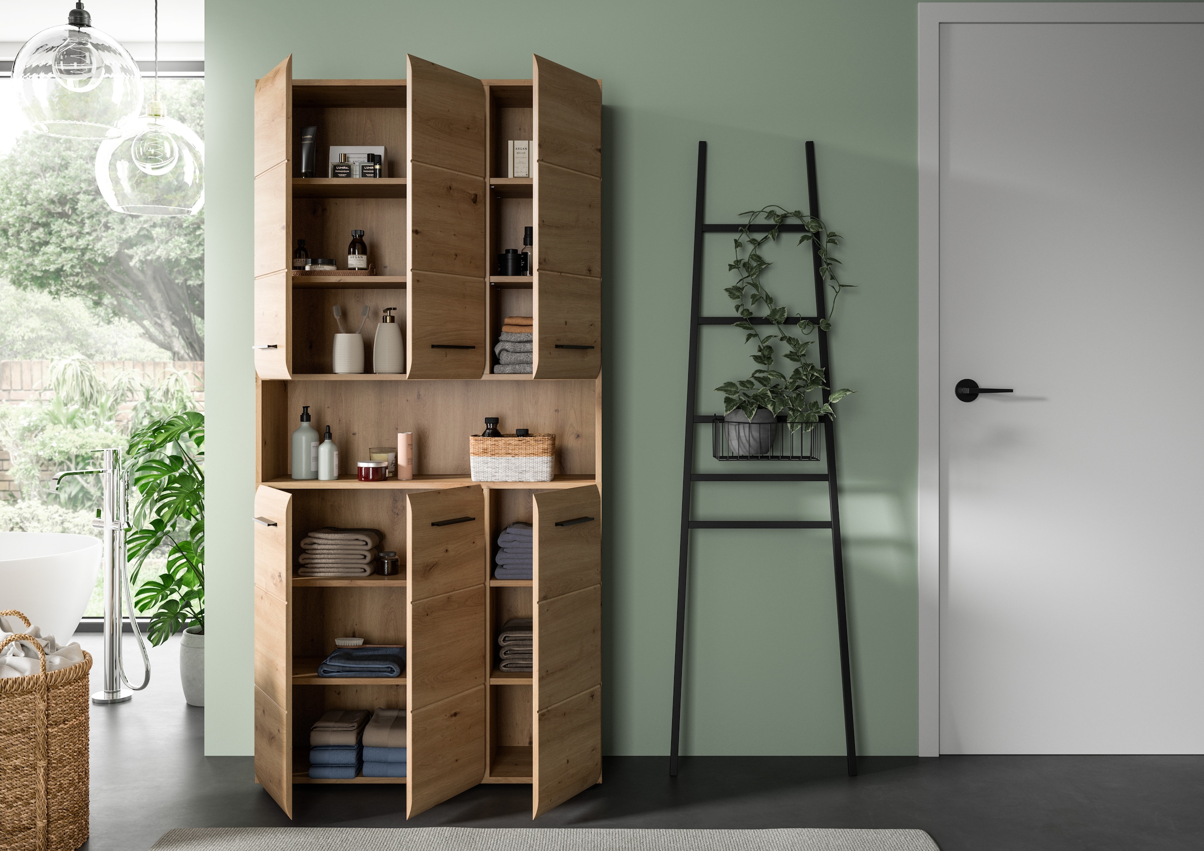 INOSIGN Stauraumschrank 1 Stk. tlg. Florenz, Mehrzweckschrank Artisan Oak NB, 185 cm Höhe, Bad