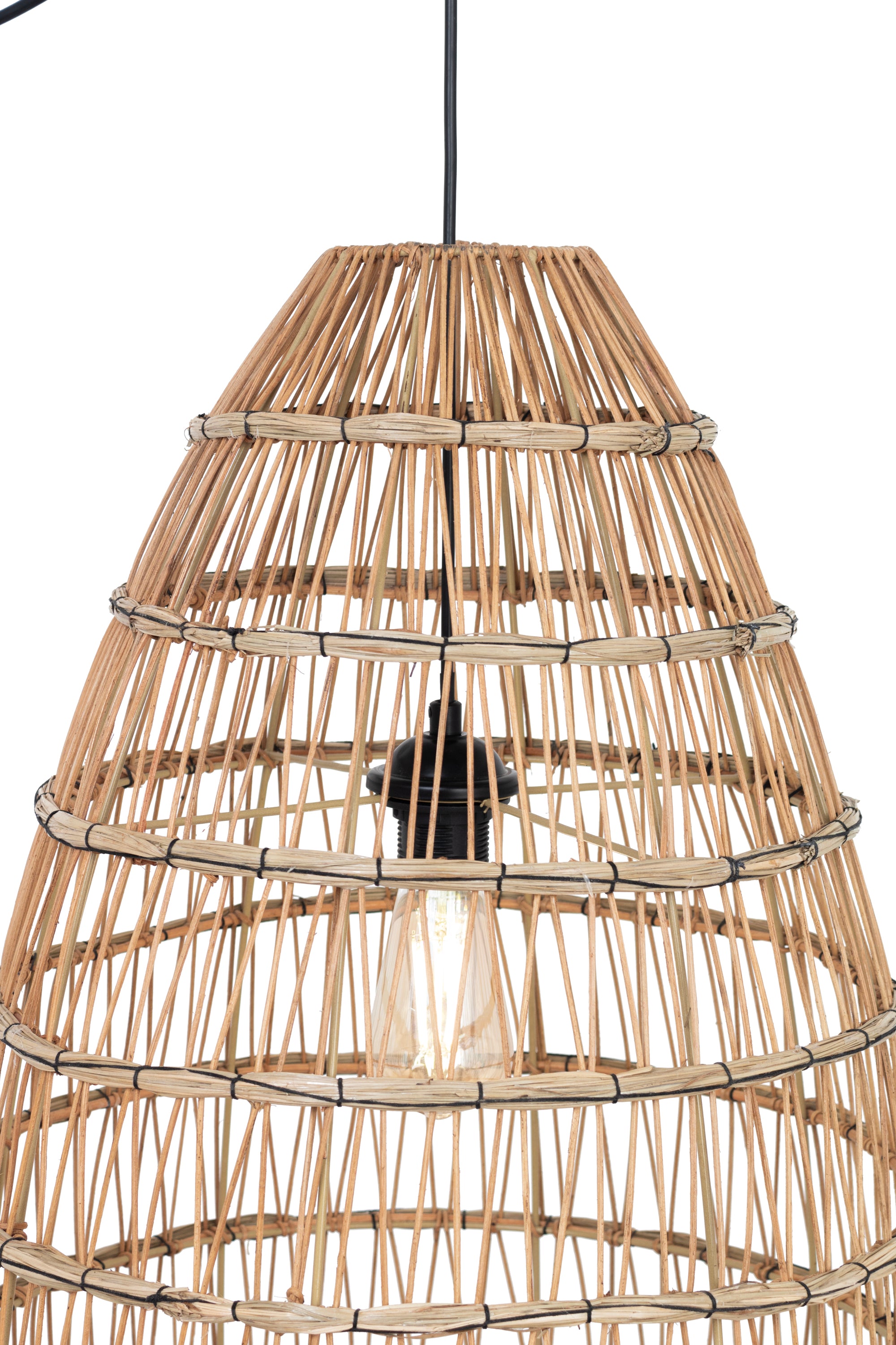 Abat-jour pour suspension - lyna - jonc de mer, rotin et coton - cezare - ø45cm