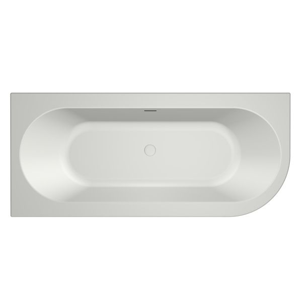 Xenz Charley half vrijstaand bad acryl 180x80x60cm links wit mat met waste wit mat