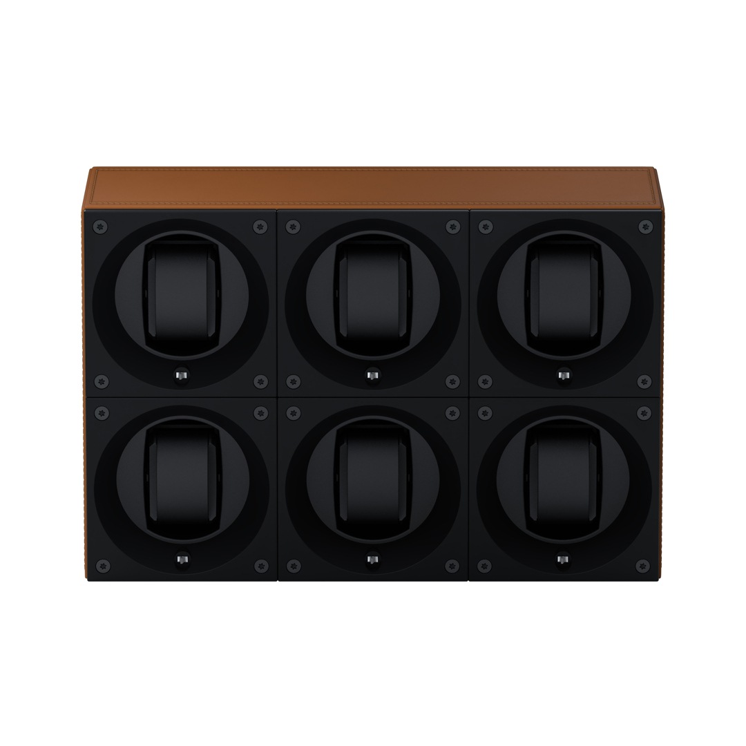 SwissKubik Masterbox Leder Cognac - 6 Uhren