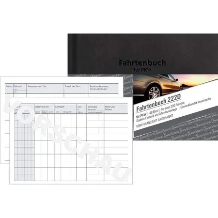 Avery Zweckform 222D Fahrtenbuch, für PKW, A6 quer, Hardcover, 96 Seiten für 230 Fahrten