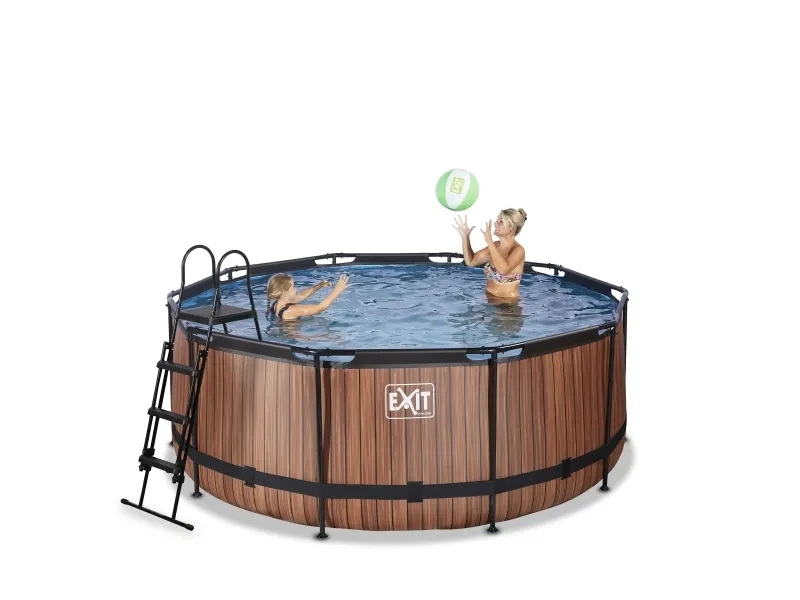 EXIT Wood pool ø360x122cm med filterpumpe - brun 10126 L