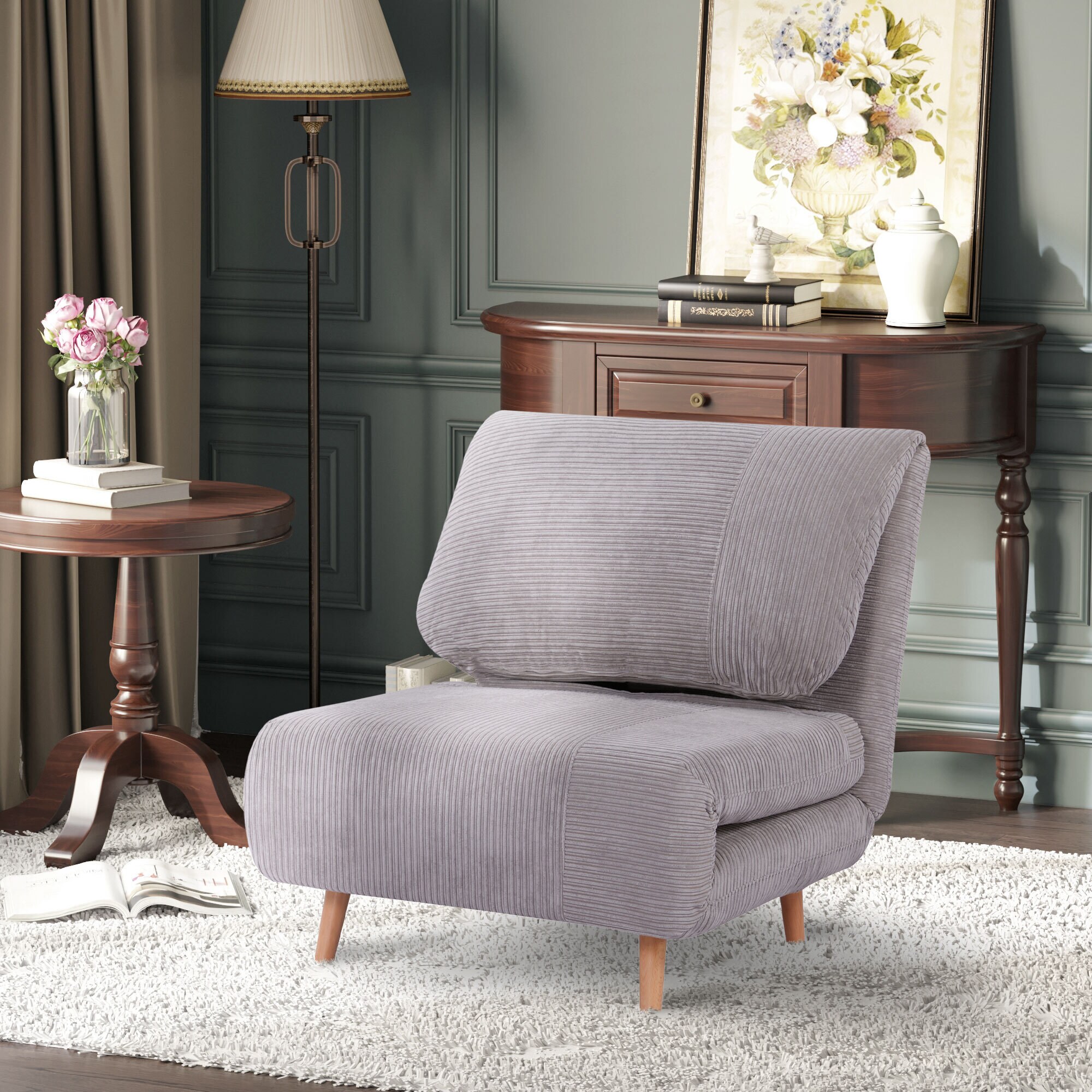 HOMCOM Schlafsofa mit Sitzkissen grau 82L x 89B x 83H cm