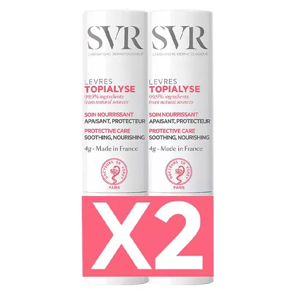 SVR Topialyse Duo Stick lèvres végétal - Nourrissant Apaisant Protecteur 4GR