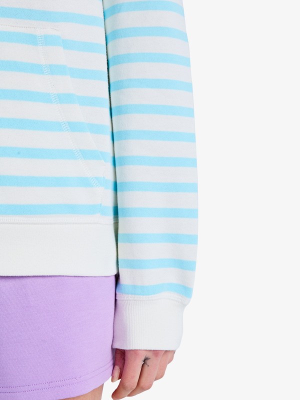 Perfect Stripe Sweat à capuche zippé rayé Bleu Femme