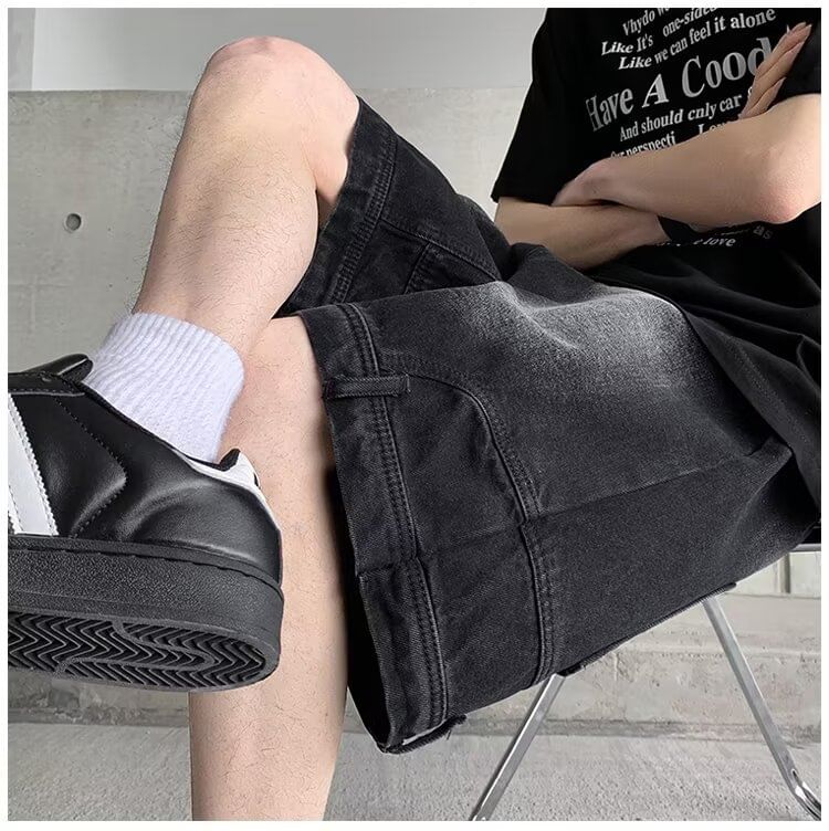 farrahces - Mid Rise Washed Denim Shorts