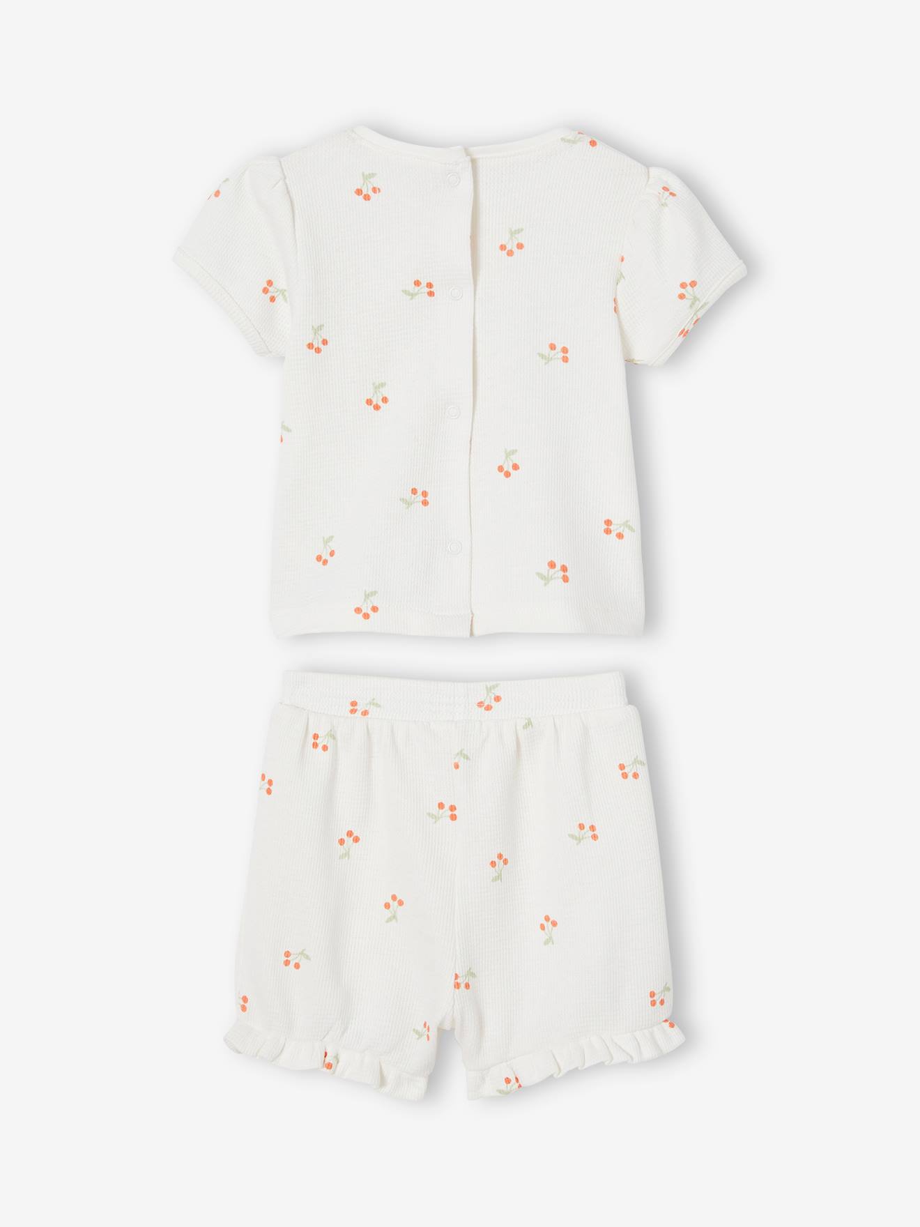 Conjunto de 2 pijamas de bebê em tricô favo de mel, rosa claro