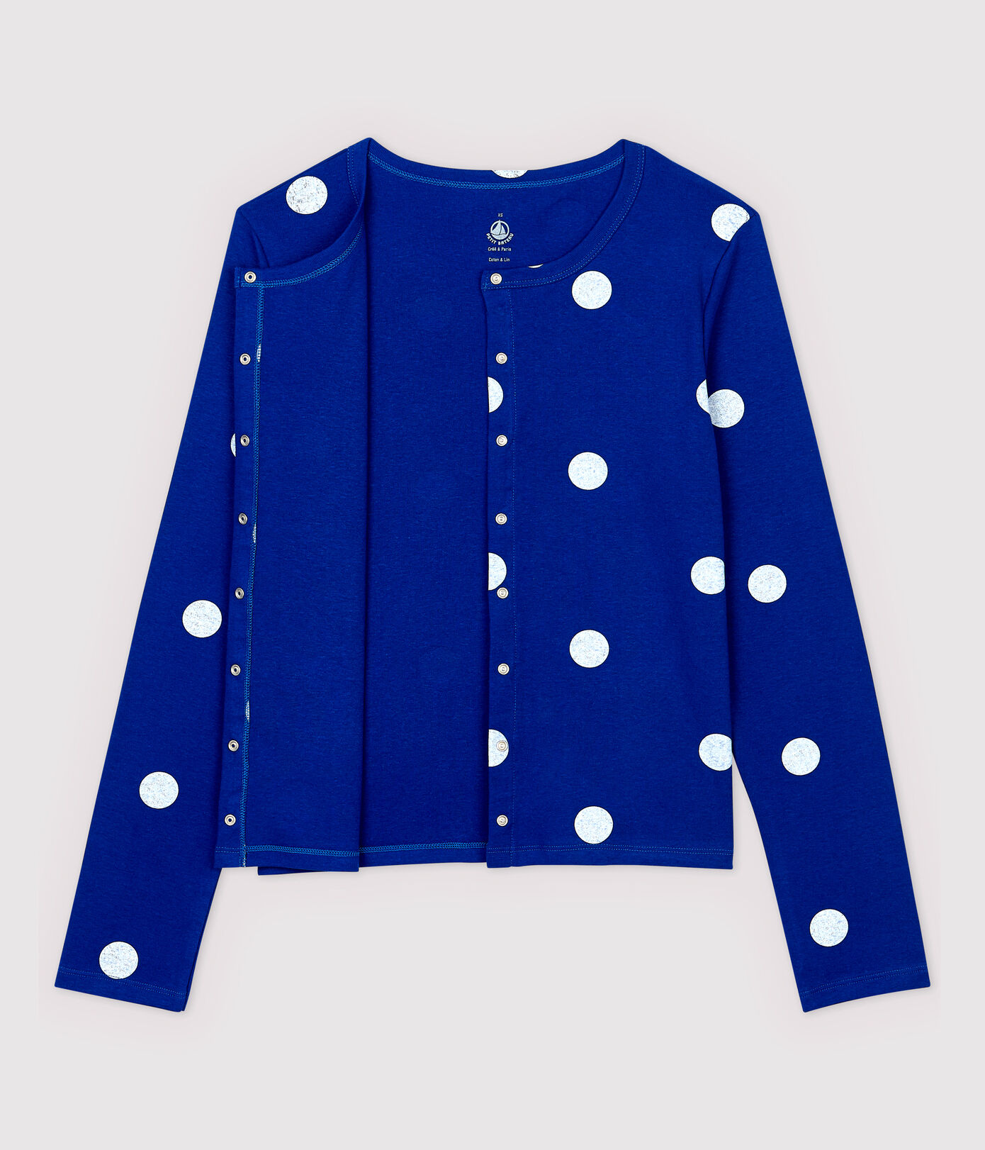 Cardigan en coton/lin imprimé Femme