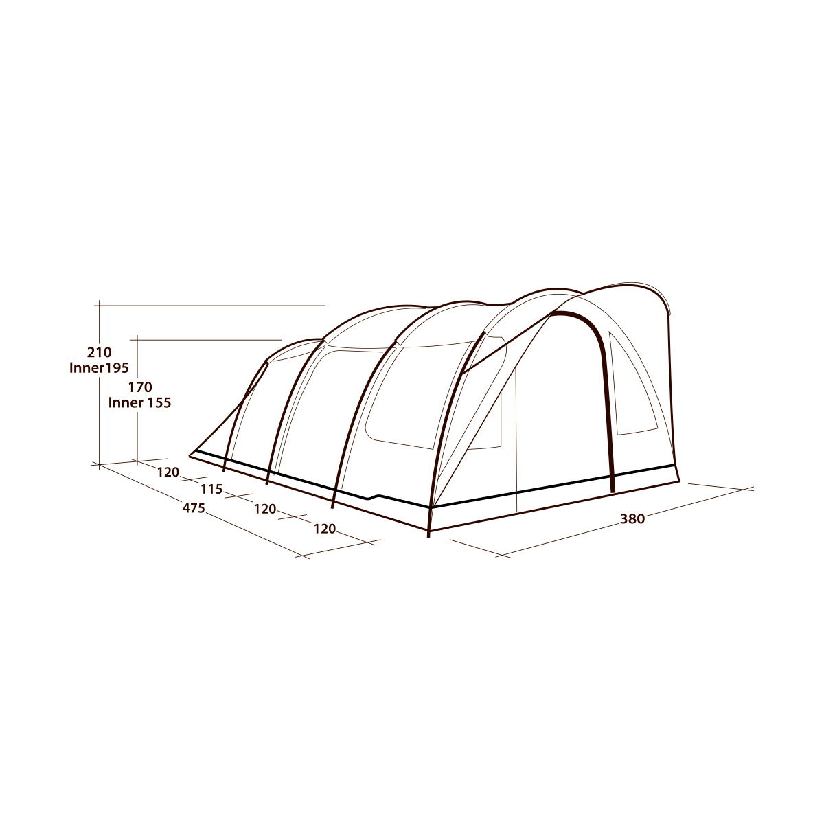 Outwell Sky 6 campingtelt, 6 personer (Blue)