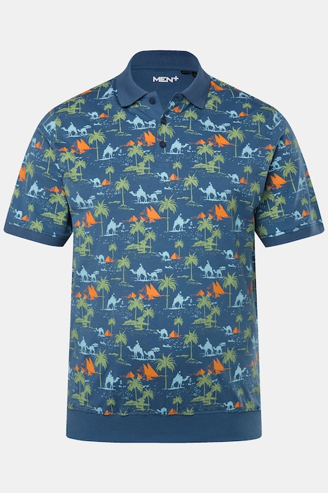 Men+ Poloshirt Bauchfit, Halbarm, allover Print, bis 84/86