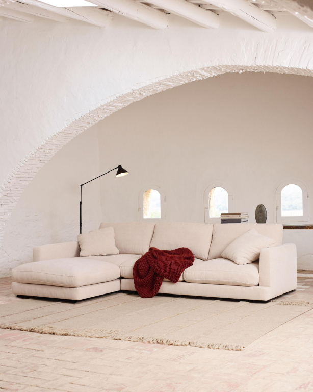 Kave Home Gala 4-zits bank met chaise longue links wit
