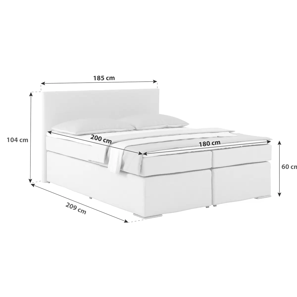 Boxspringbett Nero 180 x 200 Schwarz