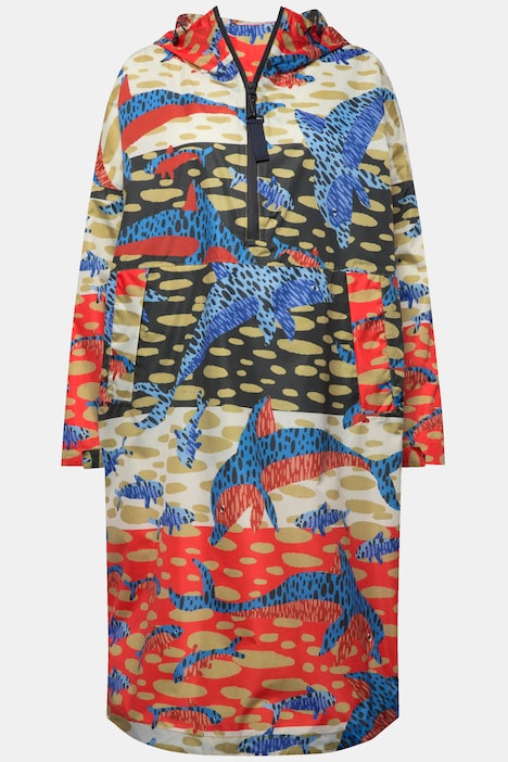 Funktions-Regencape, Unisex, Delphin Print, Kapuze