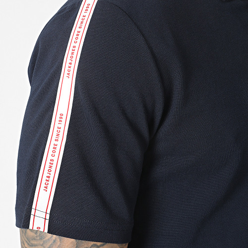 Polo Manches Courtes A Bandes Spirit Tape Bleu Marine