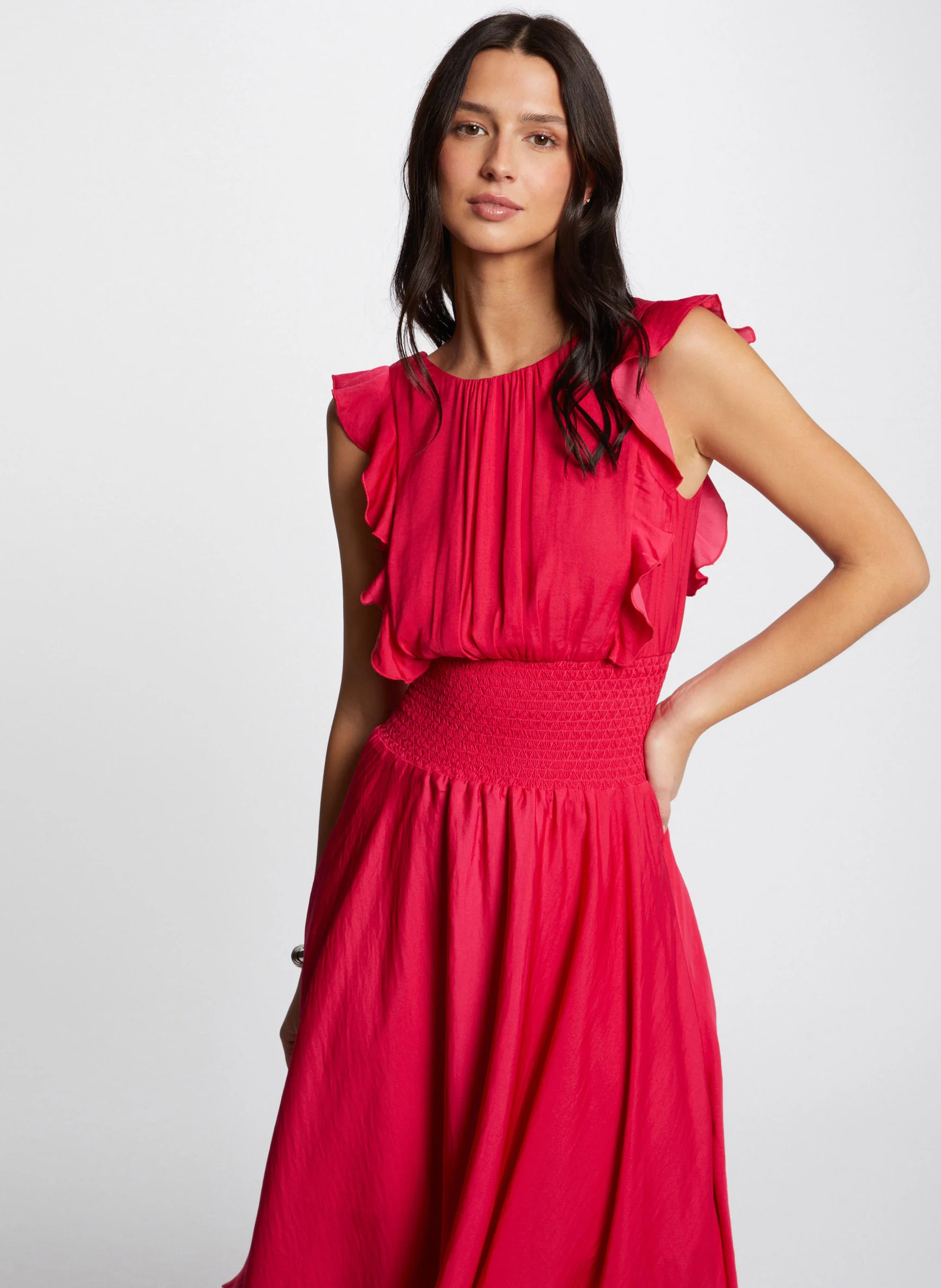 RWENDY.N - Robe longue taille smockée| Rose