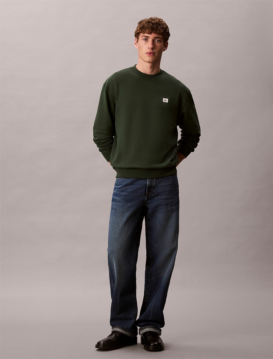 CALVIN KLEIN<br>Suéter com logo e gola redonda
