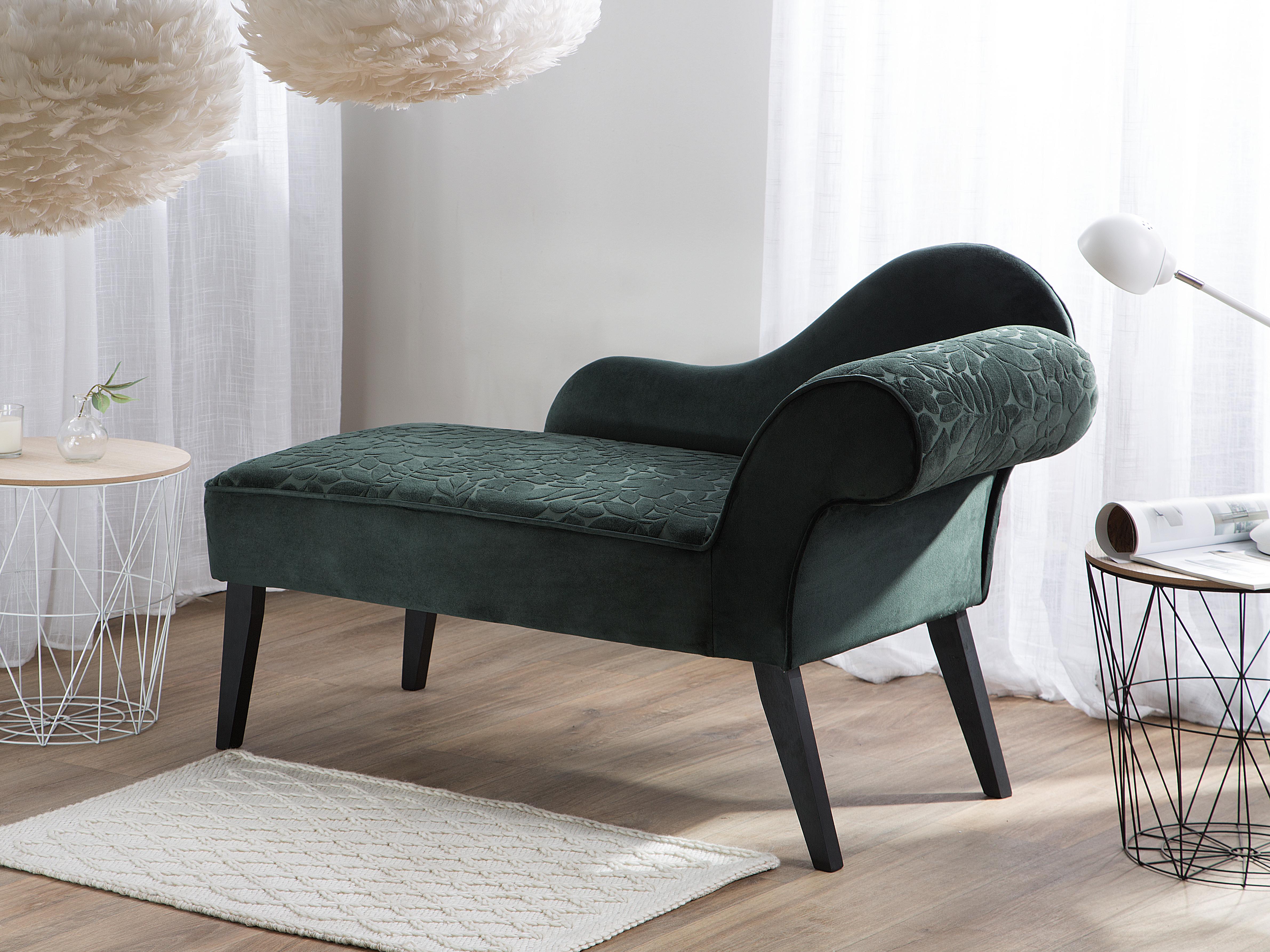 Rechtszijdige chaise longue BIARRITZ Fluweel Donkergroen
