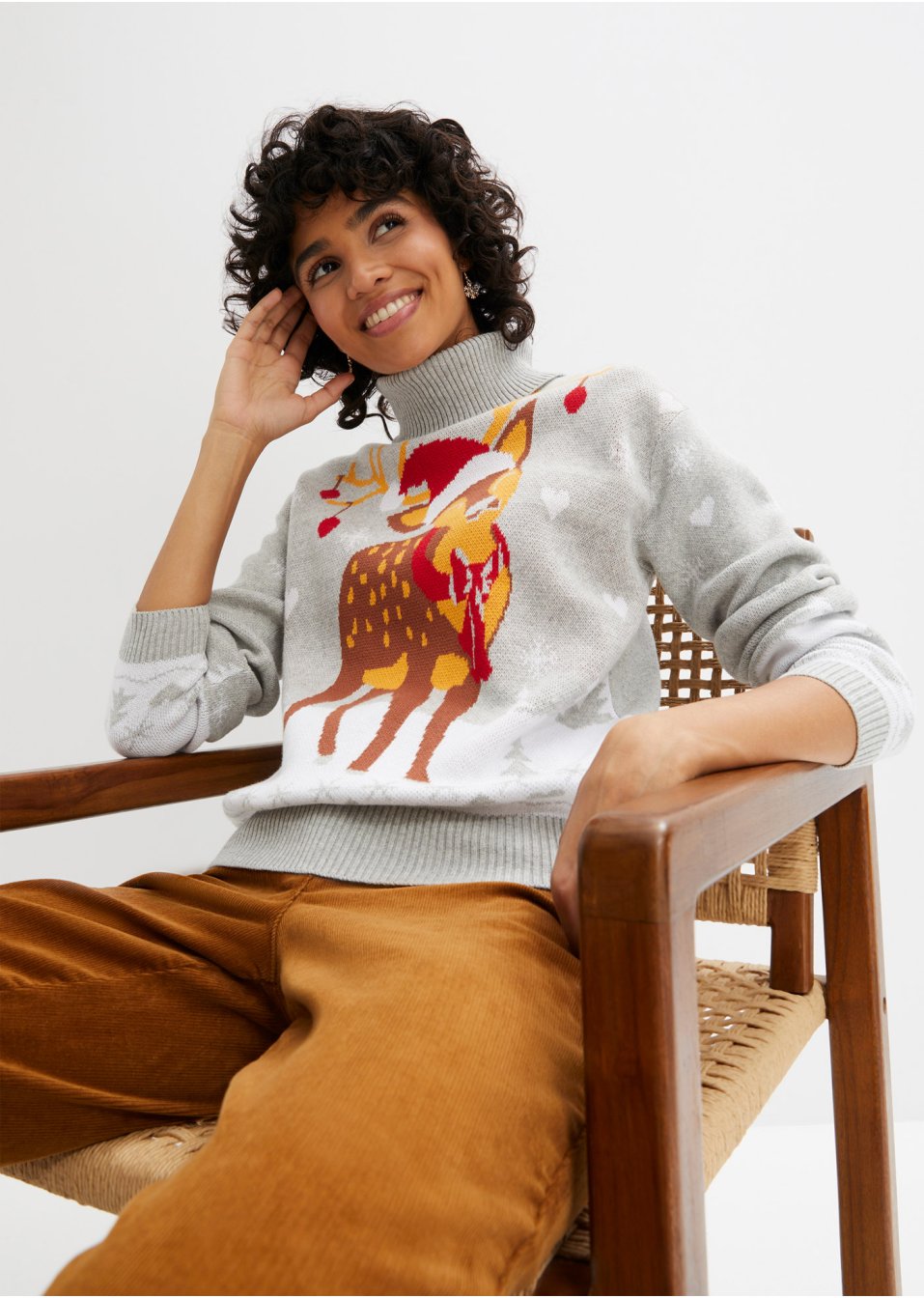Pull de Noël en maille fine à col roulé
