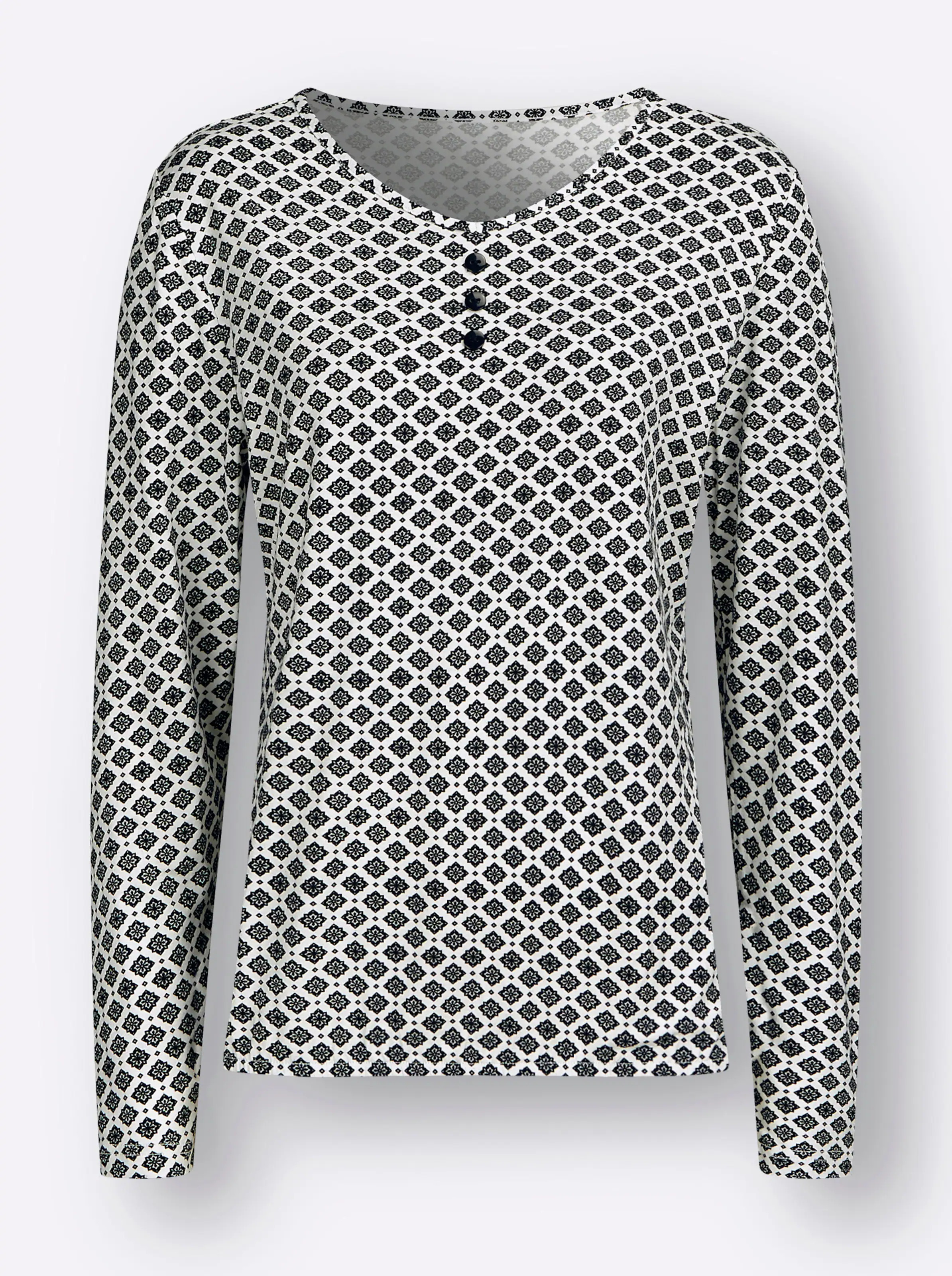 Druck-Shirt in ecru-schwarz-bedruckt