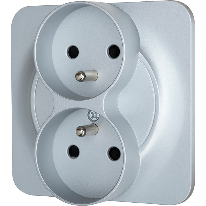 Double prise avec terre Jacobsen Espen aluminium composable