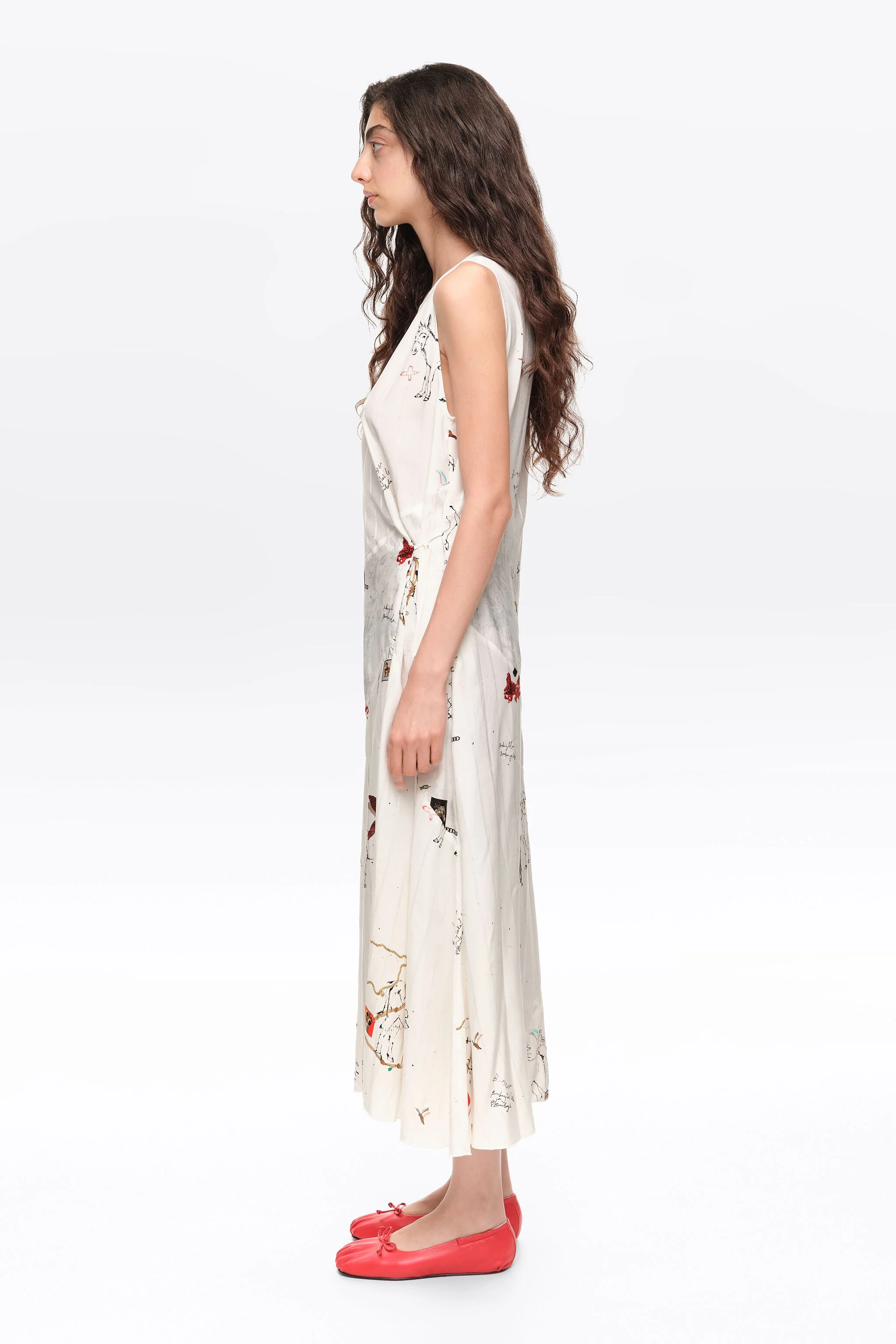 Vestido midi sem mangas com estampa de colagem Animal Chain