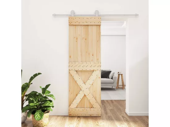 Porte coulissante et kit de quincaillerie 70x210 cm pin massif