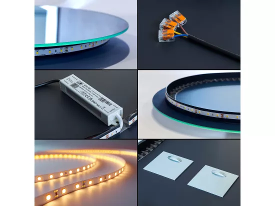 Miroir irrégulier minimaliste Semi-Ovale 50 x 90 cm LED pour la salle de bain - lumière chaude