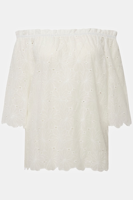 Carmenbluse, schulterfrei, A-Linie, Spitze, Halbarm