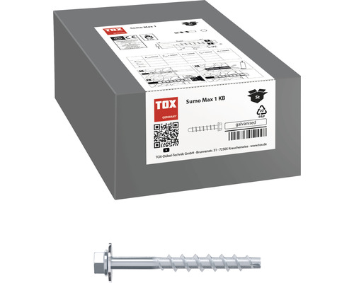 Betonschroef, schroefanker Tox Sumo Max 1 KB-U 10x320 mm verzinkt, 25 stuks