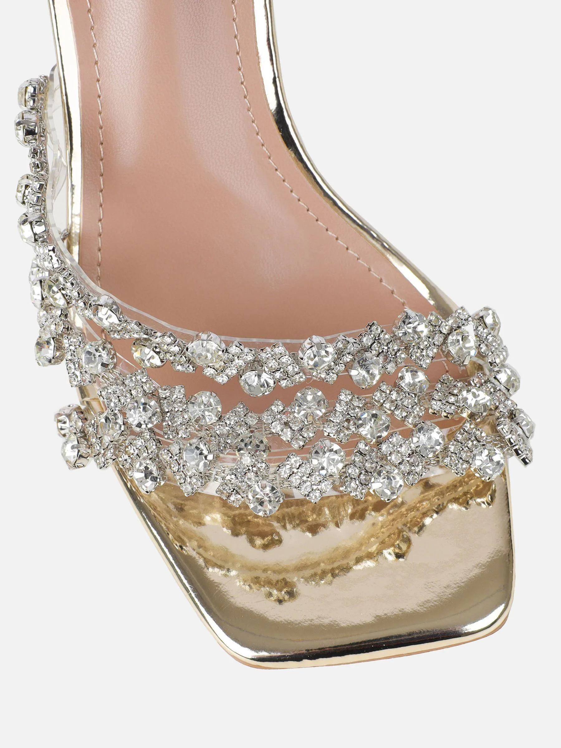 Goud - Simmi London Blushing Diamante Mid Heel Mules