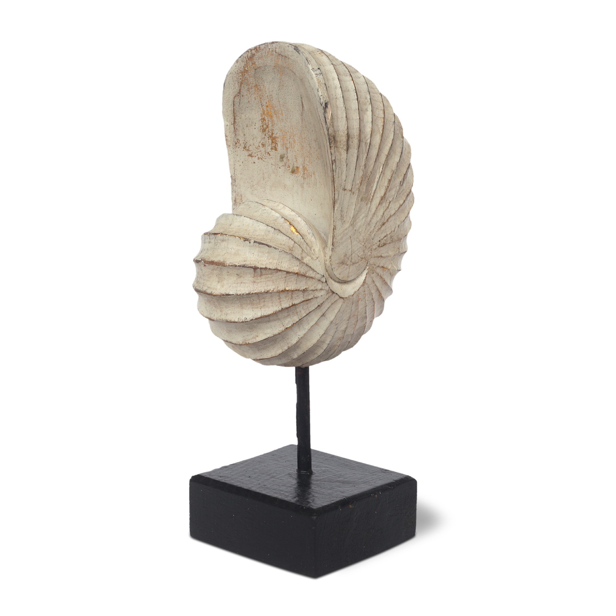 Muschel auf Ständer, weiß, gold, H 28 cm, B 14 cm, T 9 cm von fischer's lagerhaus