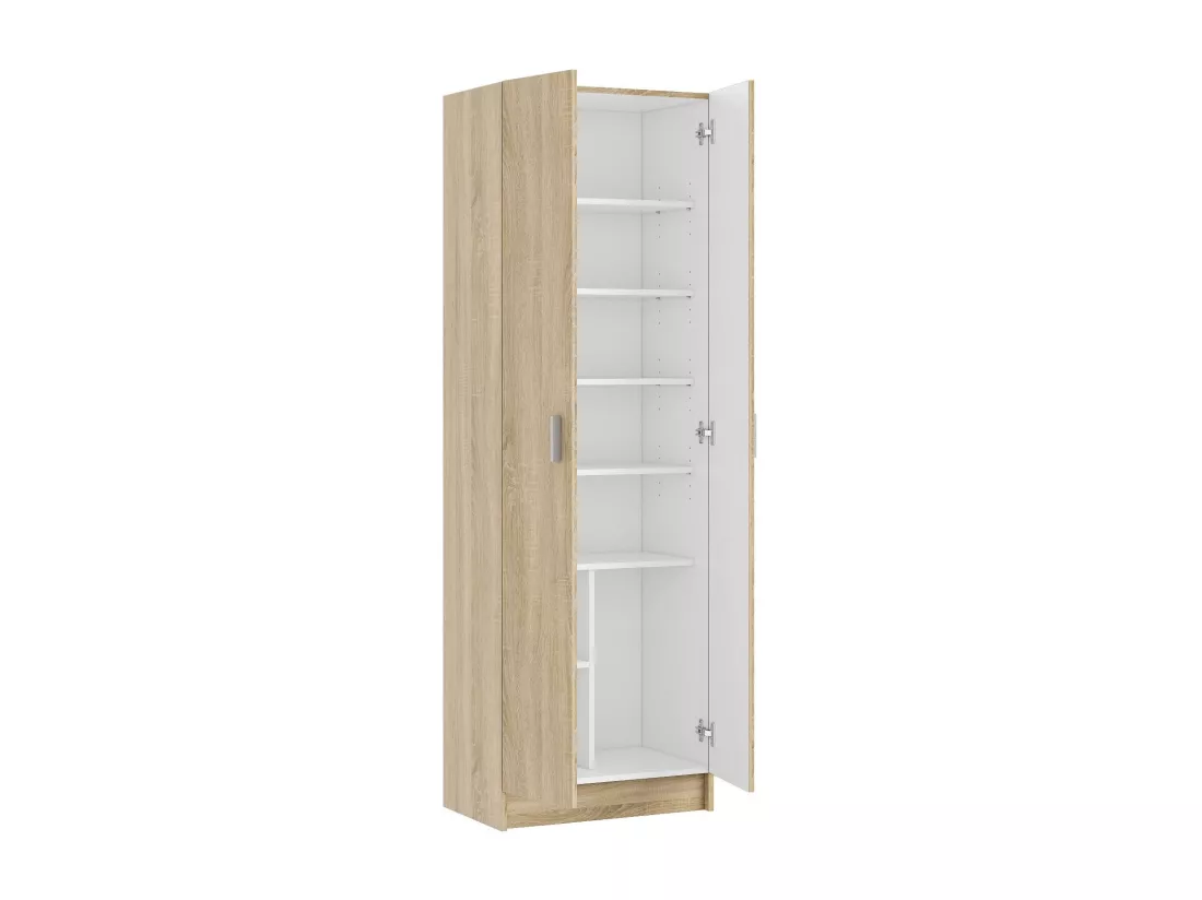 Armoire polyvalente Dimarc, Armoire auxiliaire avec 2 portes, Armoire à chaussures moderne, Étagère à chaussures verticale, 59x37h180 cm, Chêne