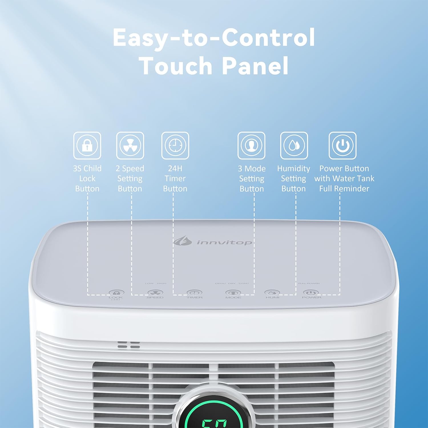 Luftentfeuchter Elektrisch 16L/24h mit Digitaler Luftfeuchtigkeitsanzeige, 24H Timer, Kontinuierliche Entwässerung, Raumentfeuchter, Wäschetrocknung, Geeignet für den Wohnung/Keller