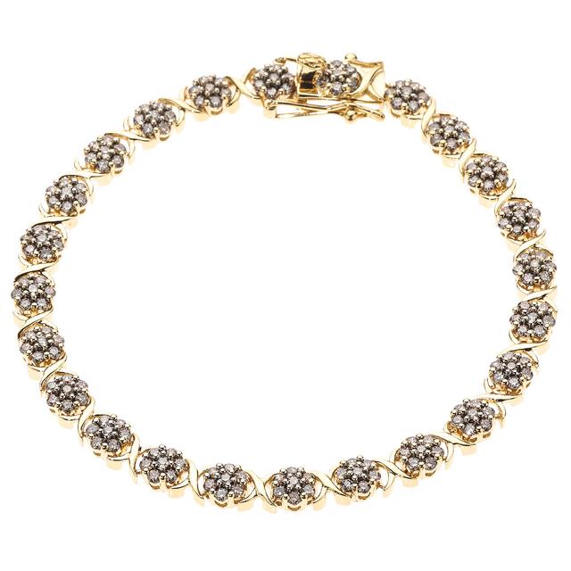 Brillant-Armband, Champagnerfarben, Silber 925