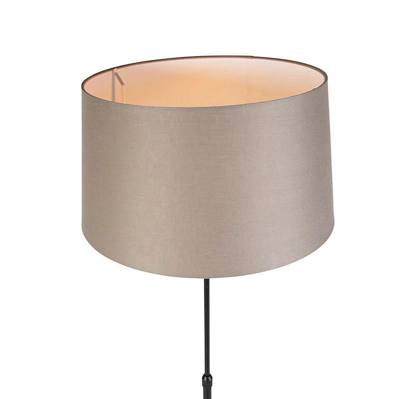 Vloerlamp zwart met taupe linnen kap 45 cm verstelbaar - Parte