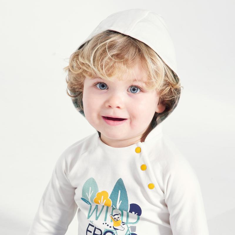 T-shirt à capuche animaux blanc bébé garçon Blanc