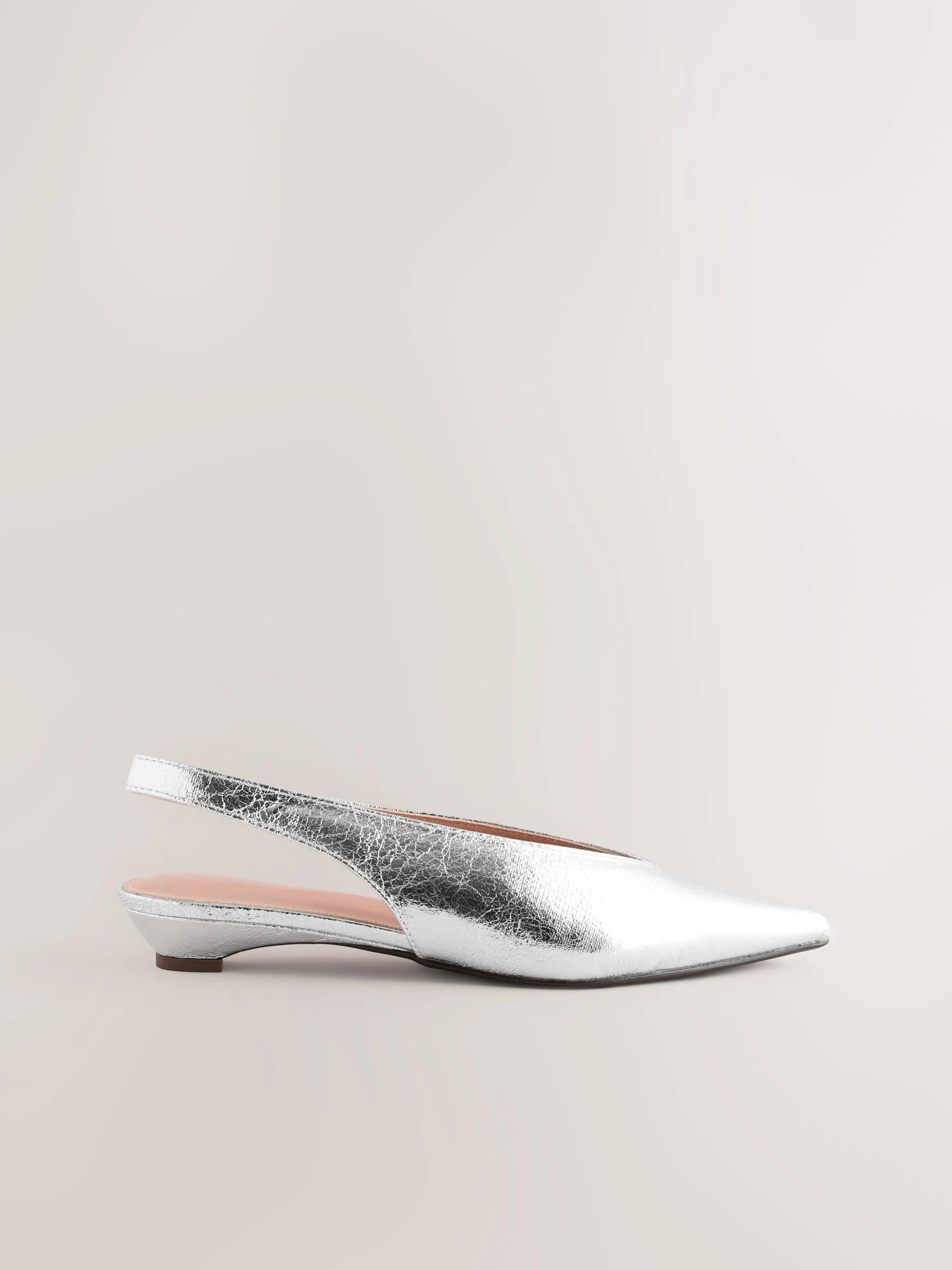 Zilver - Print Forever Comfort® puntige schoenen met hielbandje