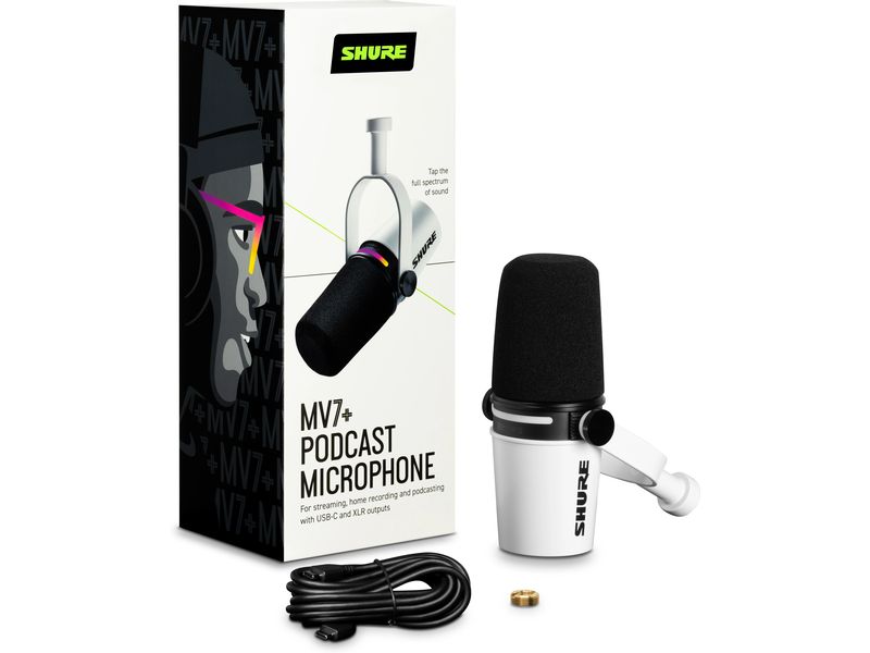 Shure Mikrofon MV7  Weiss Podcast-Mikrofon