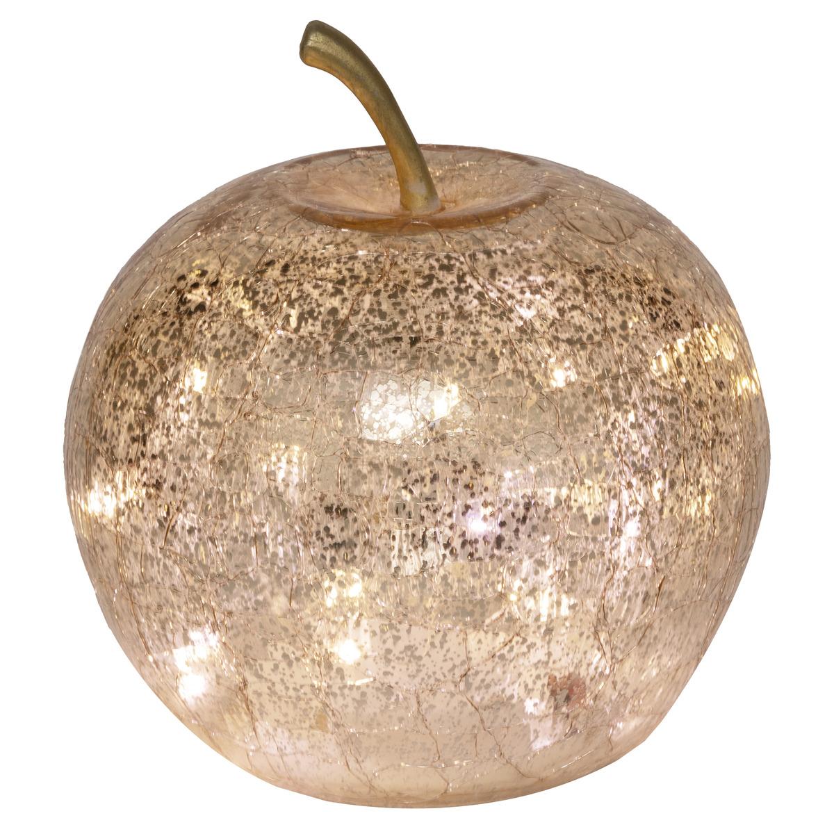 POMME VERRE CRAQUELE LED H.18.5CM