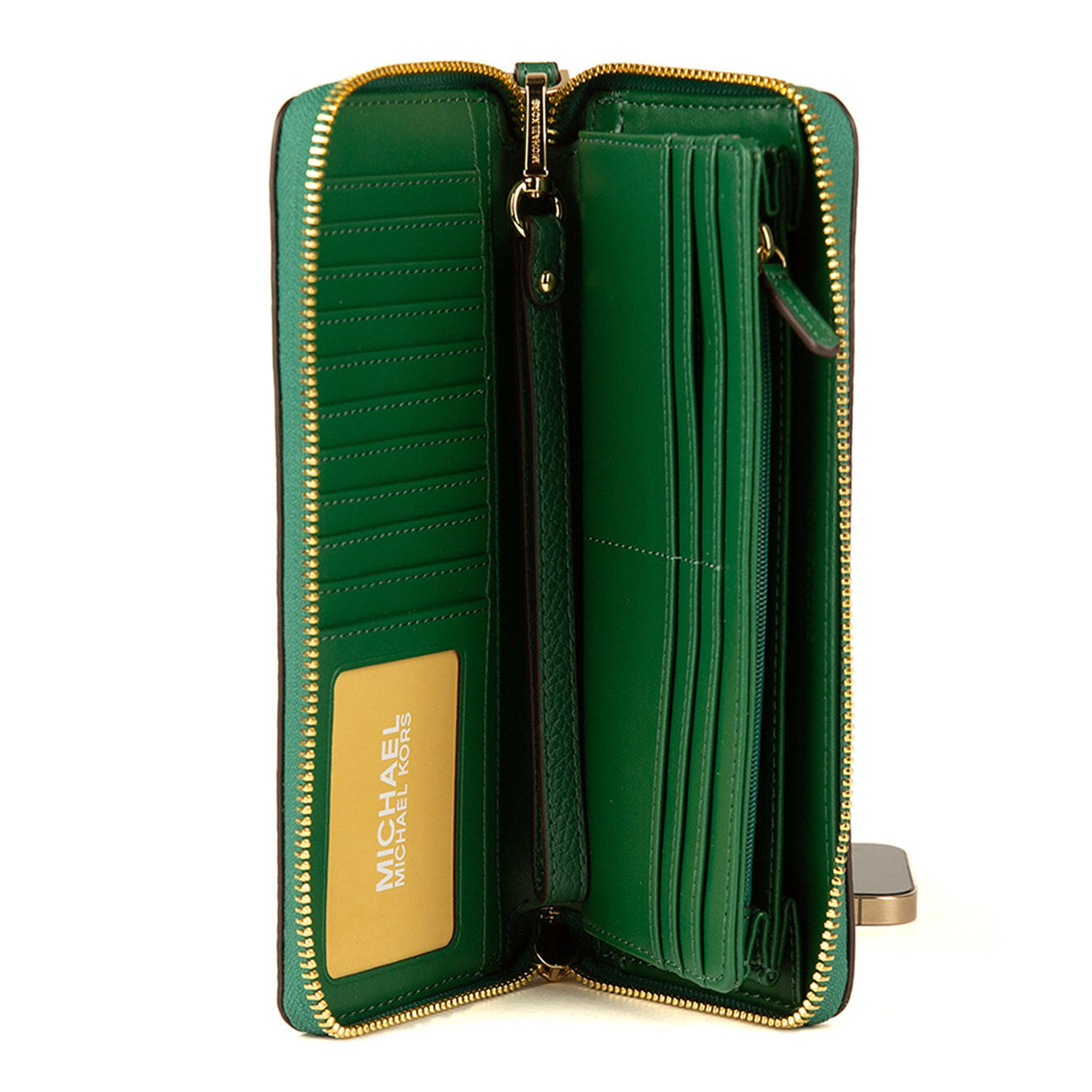 Michael Kors Portefeuille en Cuir continental Jet Set Travel vert - 21x10 cm